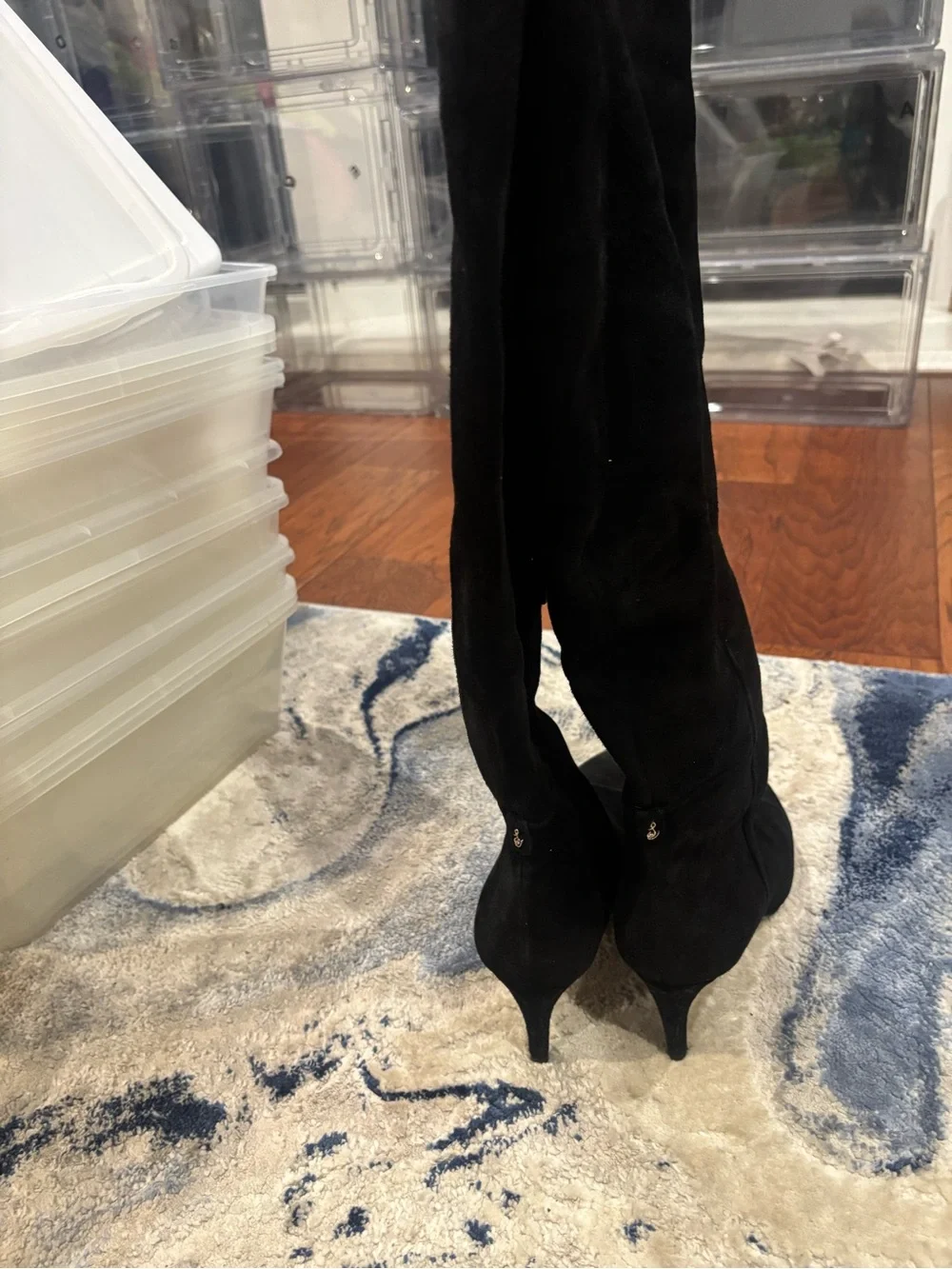 Sam Edelman Black Suede Over-the-Knee Pointed-Toe Stiletto Boots